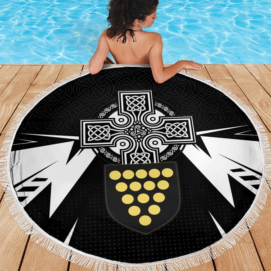 Cornwall Celtic Cross Beach Blanket Coat Of Arms With Celtic Pattern - Wonder Print Shop
