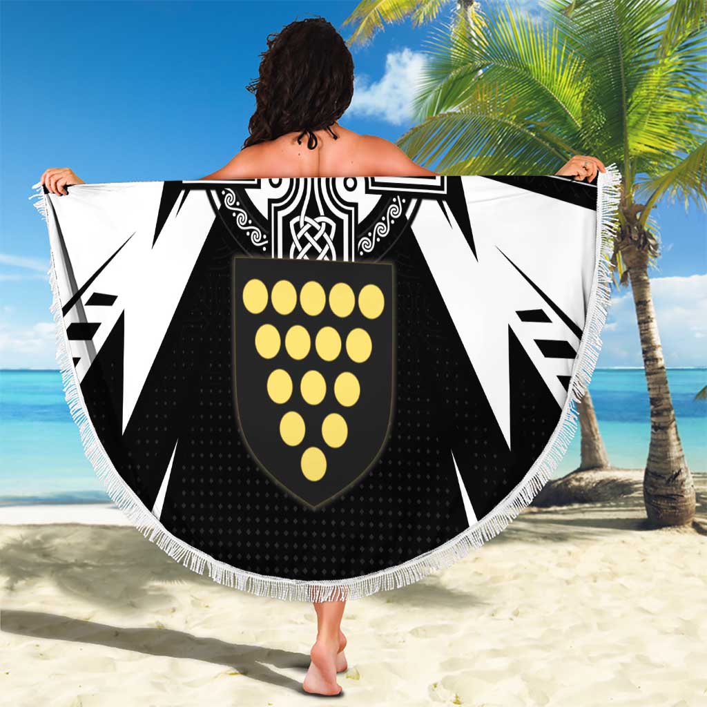 Cornwall Celtic Cross Beach Blanket Coat Of Arms With Celtic Pattern - Wonder Print Shop