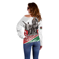 Kenya Mashujaa Day Off Shoulder Sweater Kenyan Heroes - Wonder Print Shop