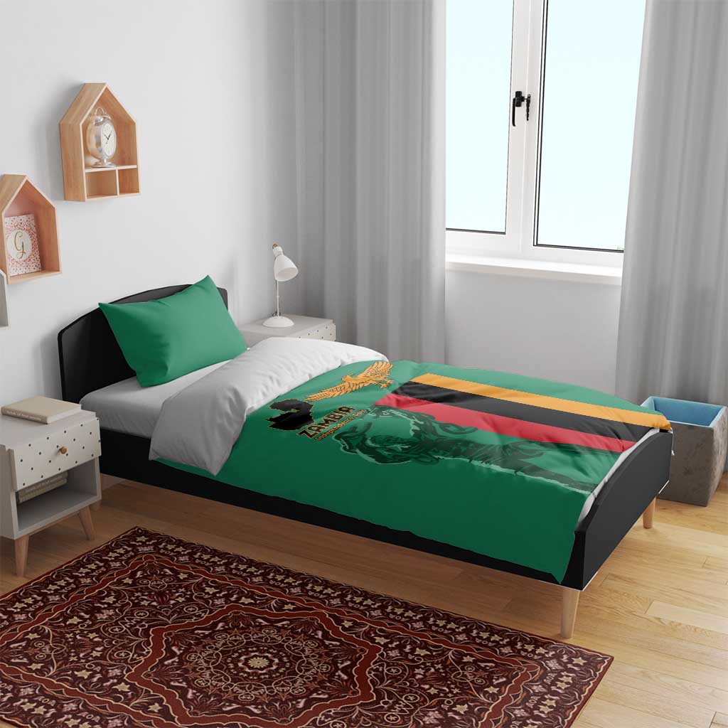 Zambia Independence Day Bedding Set Lusaka Freedom Statue - Wonder Print Shop