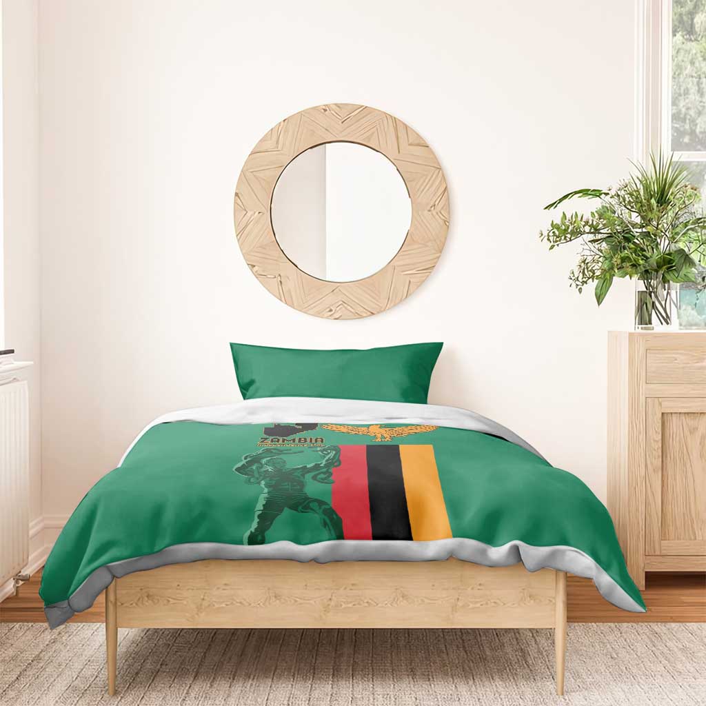 Zambia Independence Day Bedding Set Lusaka Freedom Statue - Wonder Print Shop