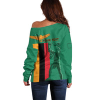Personalized Zambia Independence Day Off Shoulder Sweater Lusaka Freedom Statue - Wonder Print Shop