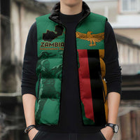 Personalized Zambia Independence Day Sleeveless Puffer Jacket Lusaka Freedom Statue - Wonder Print Shop