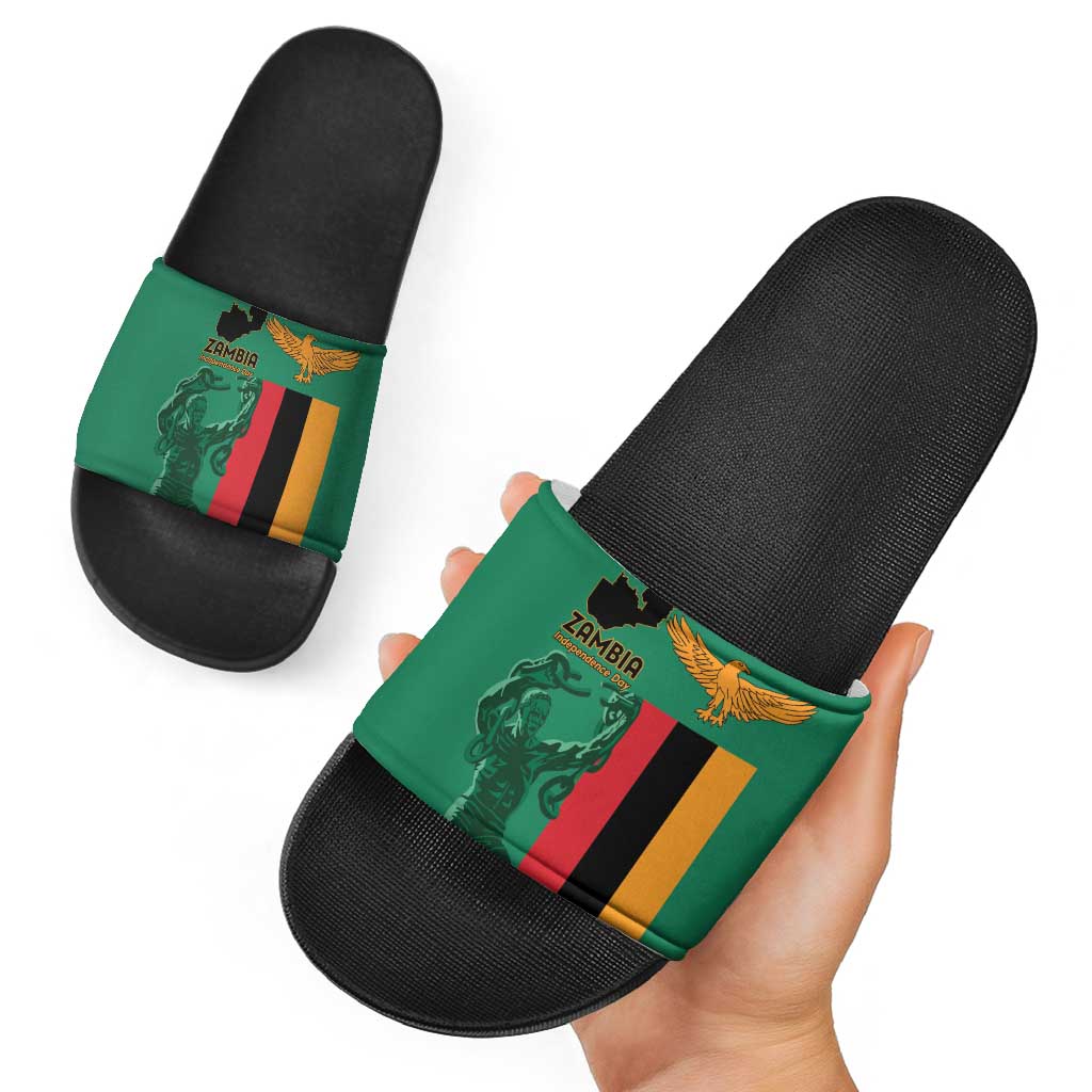 Zambia Independence Day Slide Sandals Lusaka Freedom Statue - Wonder Print Shop