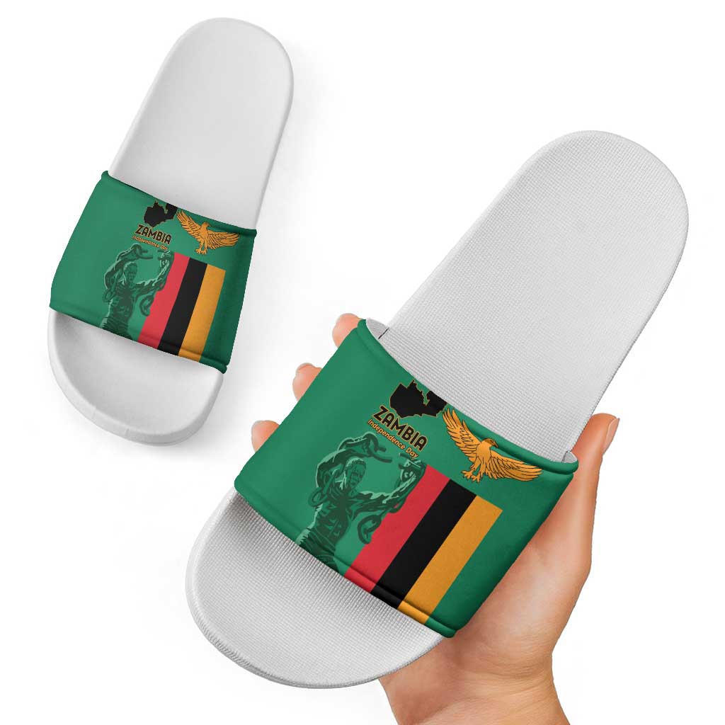 Zambia Independence Day Slide Sandals Lusaka Freedom Statue - Wonder Print Shop