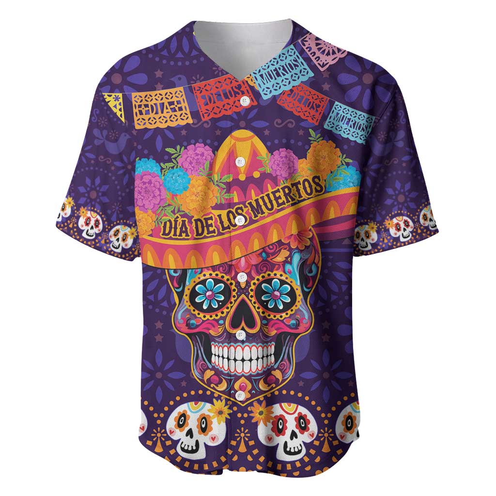 Personalised Mexico Day Of The Dead Baseball Jersey Sugar Skull With Maracas Mexican Folk Pattern - Wonder Print Shop