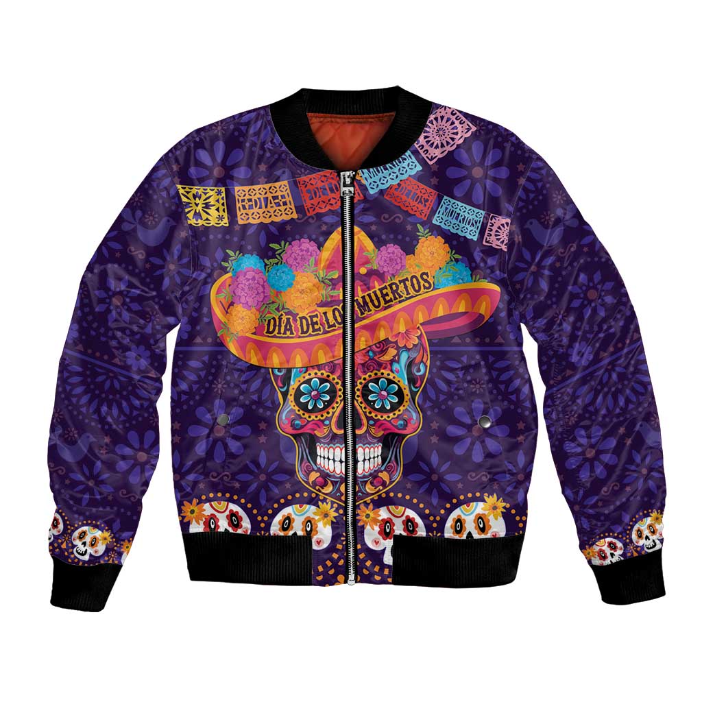 Personalised Mexico Day Of The Dead Bomber Jacket Sugar Skull With Maracas Mexican Folk Pattern - Wonder Print Shop