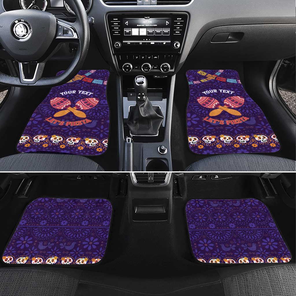 Personalised Mexico Day Of The Dead Car Mats Sugar Skull With Maracas Mexican Folk Pattern - Wonder Print Shop