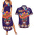 Personalised Mexico Day Of The Dead Couples Matching Summer Maxi Dress and Hawaiian Shirt Sugar Skull With Maracas Mexican Folk Pattern - Wonder Print Shop