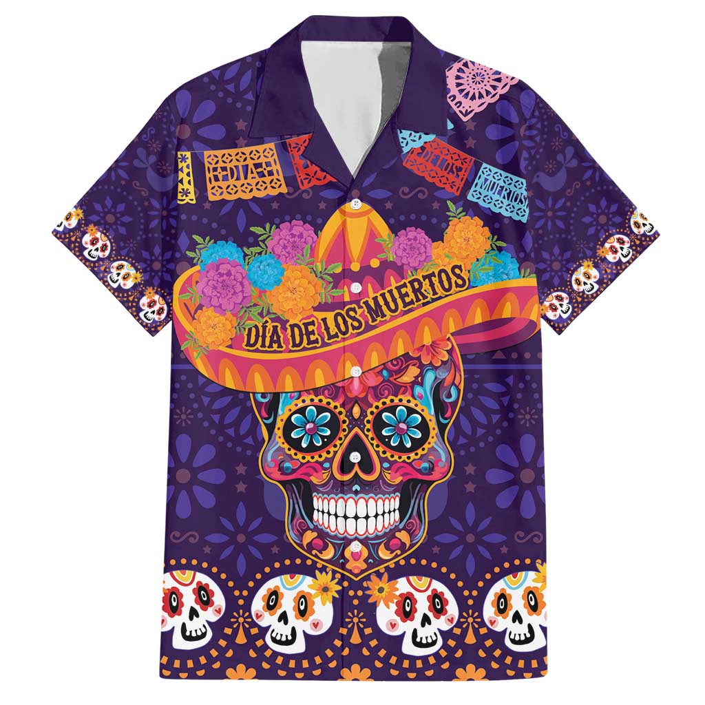 Personalised Mexico Day Of The Dead Hawaiian Shirt Sugar Skull With Maracas Mexican Folk Pattern - Wonder Print Shop