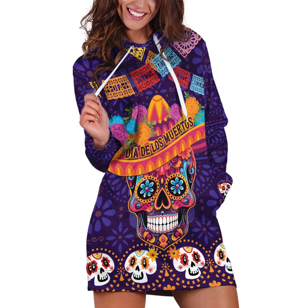 Personalised Mexico Day Of The Dead Hoodie Dress Sugar Skull With Maracas Mexican Folk Pattern LT15