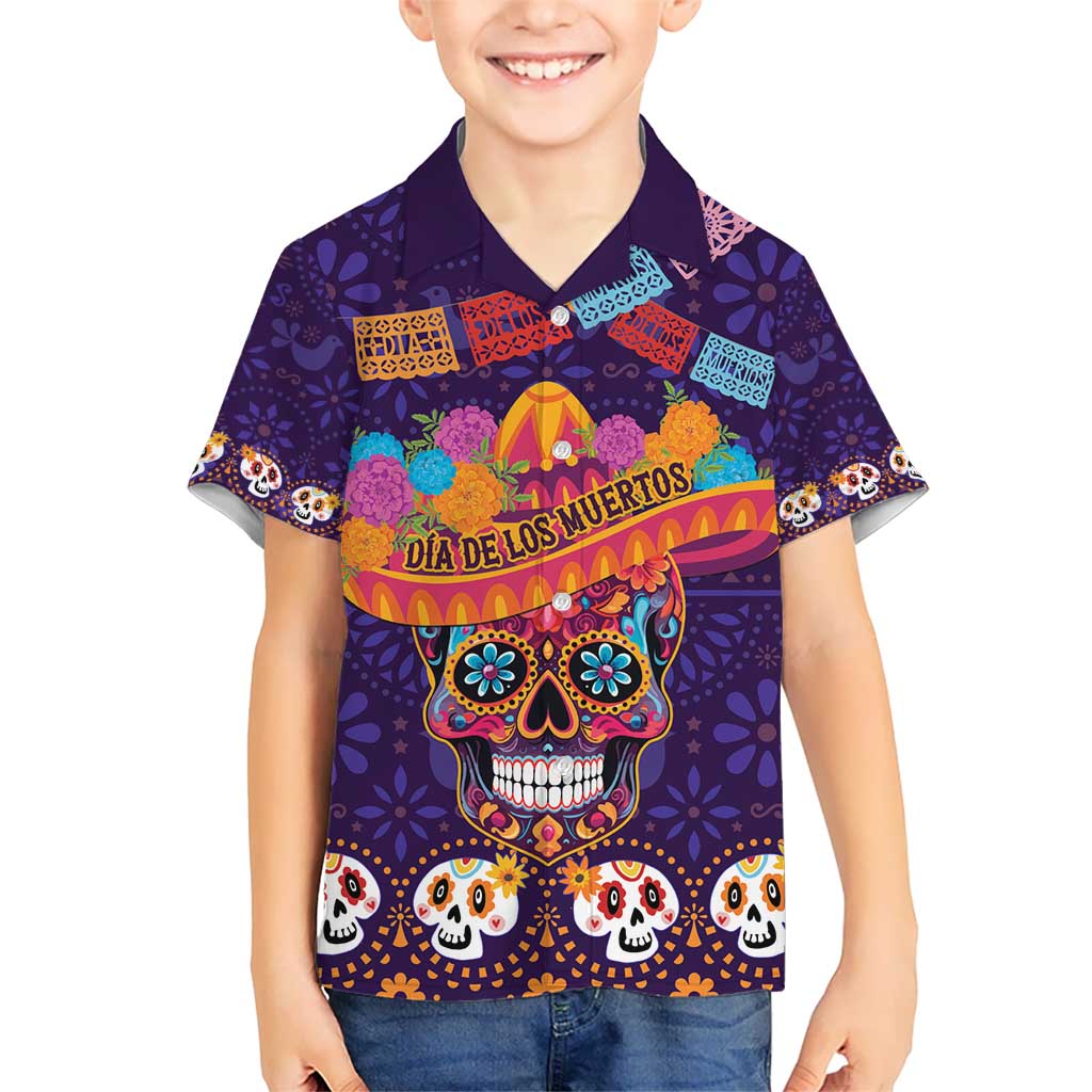 Personalised Mexico Day Of The Dead Kid Hawaiian Shirt Sugar Skull With Maracas Mexican Folk Pattern LT15