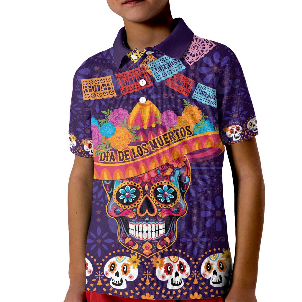 Personalised Mexico Day Of The Dead Kid Polo Shirt Sugar Skull With Maracas Mexican Folk Pattern LT15