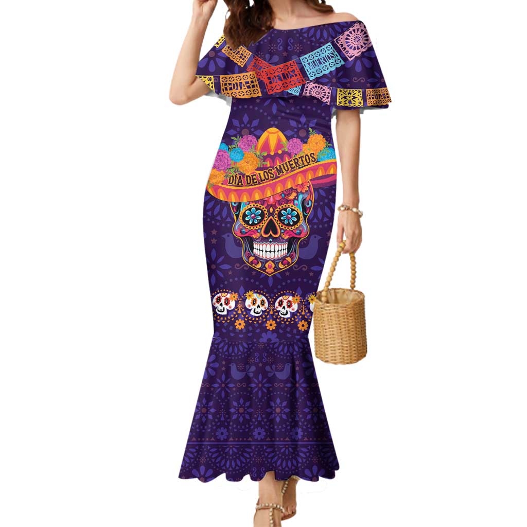 Personalised Mexico Day Of The Dead Mermaid Dress Sugar Skull With Maracas Mexican Folk Pattern LT15