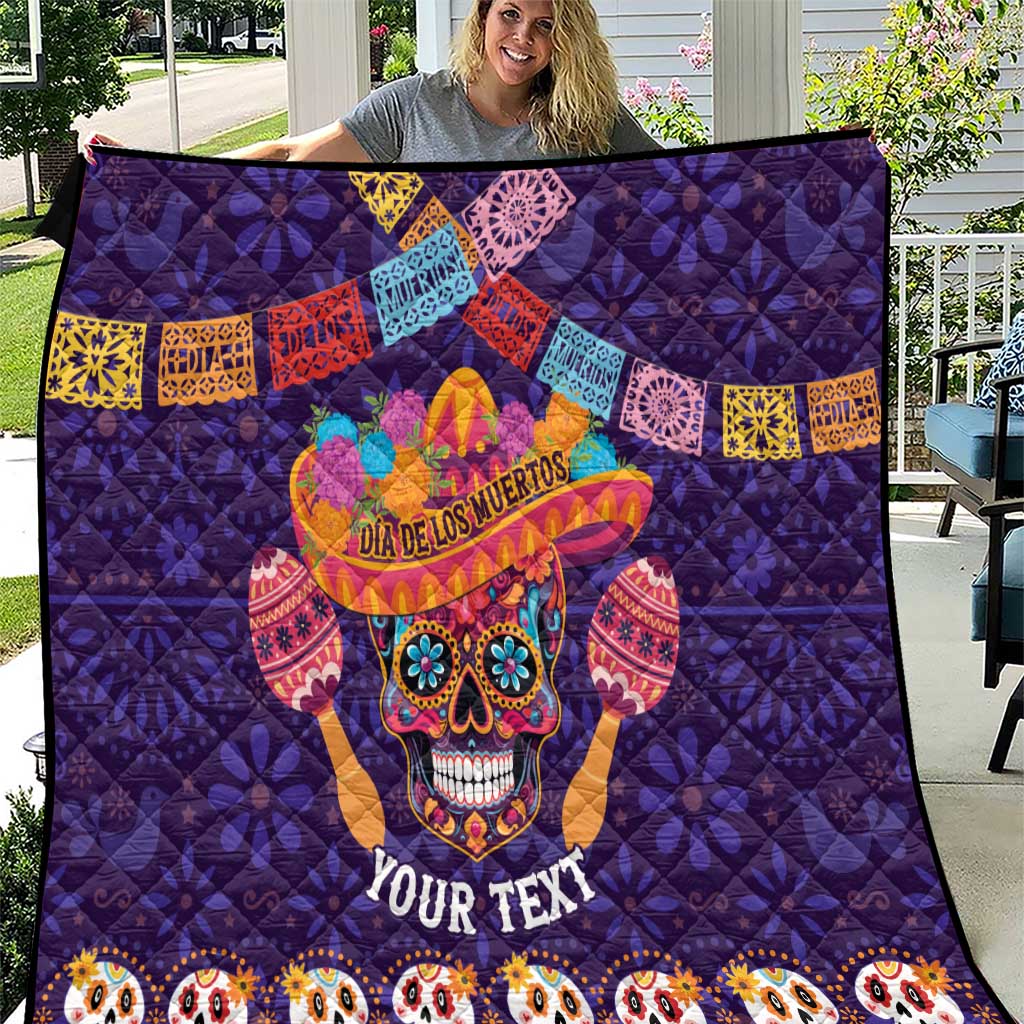 Personalised Mexico Day Of The Dead Quilt Sugar Skull With Maracas Mexican Folk Pattern