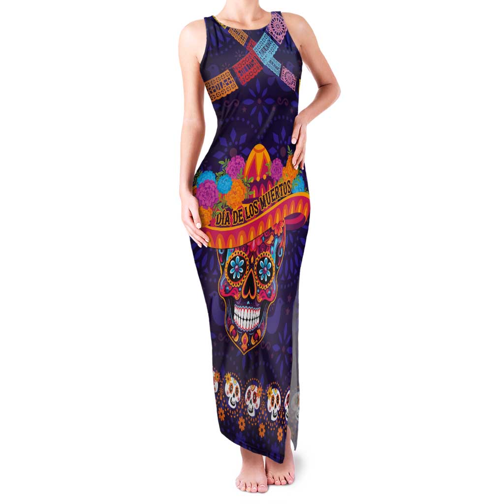 Personalised Mexico Day Of The Dead Tank Maxi Dress Sugar Skull With Maracas Mexican Folk Pattern LT15