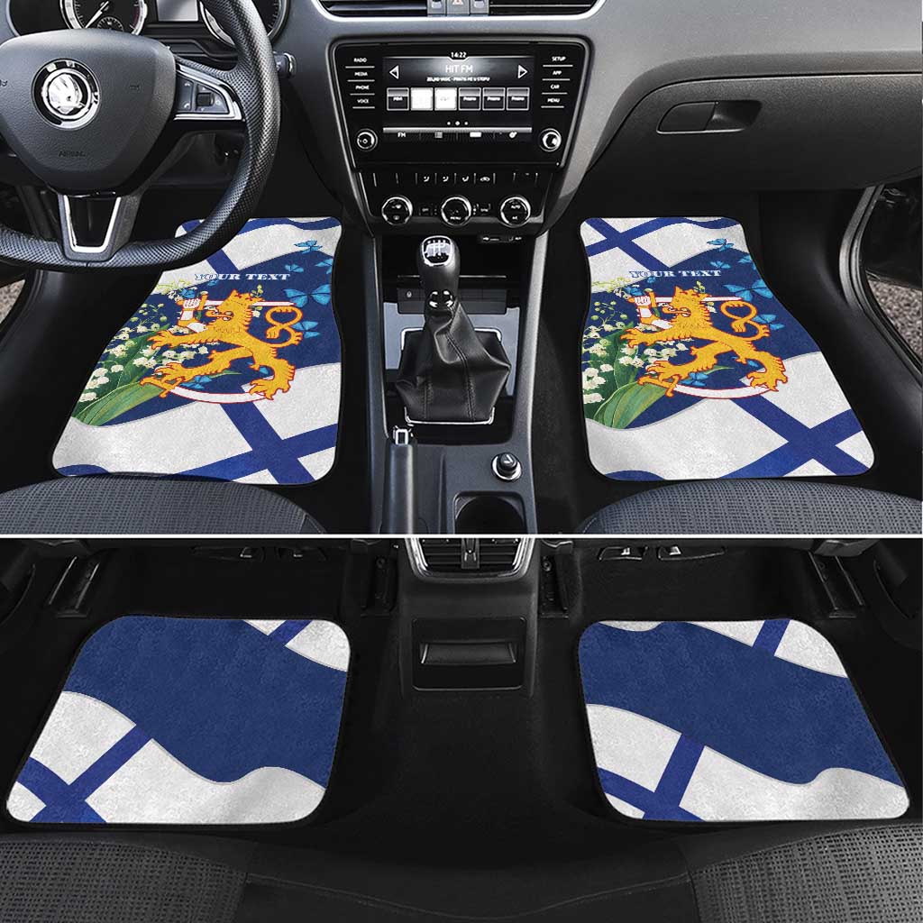 Personalised Finland Independence Day Car Mats Lily Of The Valley Mix Holly Blue - Coat Of Arms Style - Wonder Print Shop