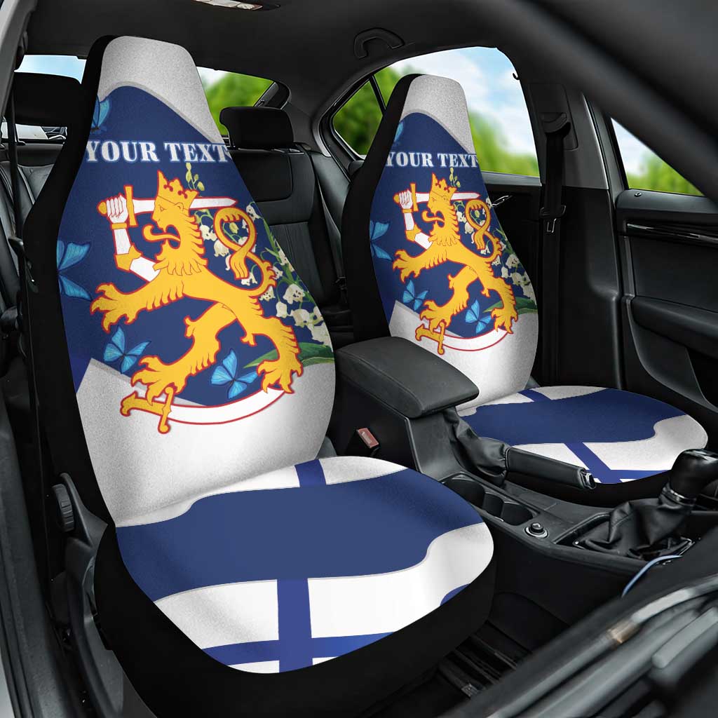 Personalised Finland Independence Day Car Seat Cover Lily Of The Valley Mix Holly Blue - Coat Of Arms Style - Wonder Print Shop