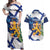 Personalised Finland Independence Day Couples Matching Off Shoulder Maxi Dress and Hawaiian Shirt Lily Of The Valley Mix Holly Blue - Coat Of Arms Style - Wonder Print Shop