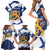 Personalised Finland Independence Day Family Matching Short Sleeve Bodycon Dress and Hawaiian Shirt Lily Of The Valley Mix Holly Blue - Coat Of Arms Style - Wonder Print Shop