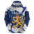 Personalised Finland Independence Day Hoodie Lily Of The Valley Mix Holly Blue - Coat Of Arms Style - Wonder Print Shop