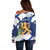 Personalised Finland Independence Day Off Shoulder Sweater Lily Of The Valley Mix Holly Blue - Coat Of Arms Style - Wonder Print Shop