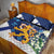 Personalised Finland Independence Day Quilt Bed Set Lily Of The Valley Mix Holly Blue - Coat Of Arms Style - Wonder Print Shop