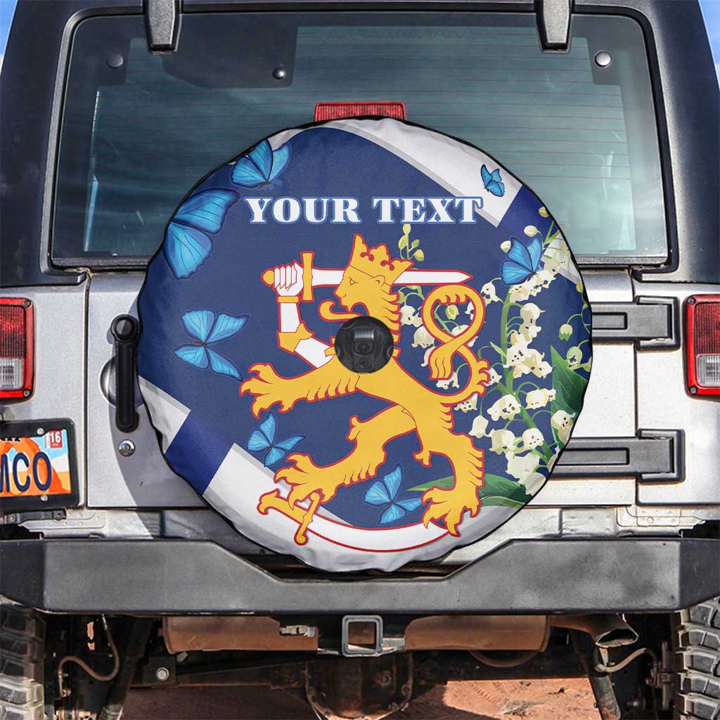 Personalised Finland Independence Day Spare Tire Cover Lily Of The Valley Mix Holly Blue - Coat Of Arms Style - Wonder Print Shop