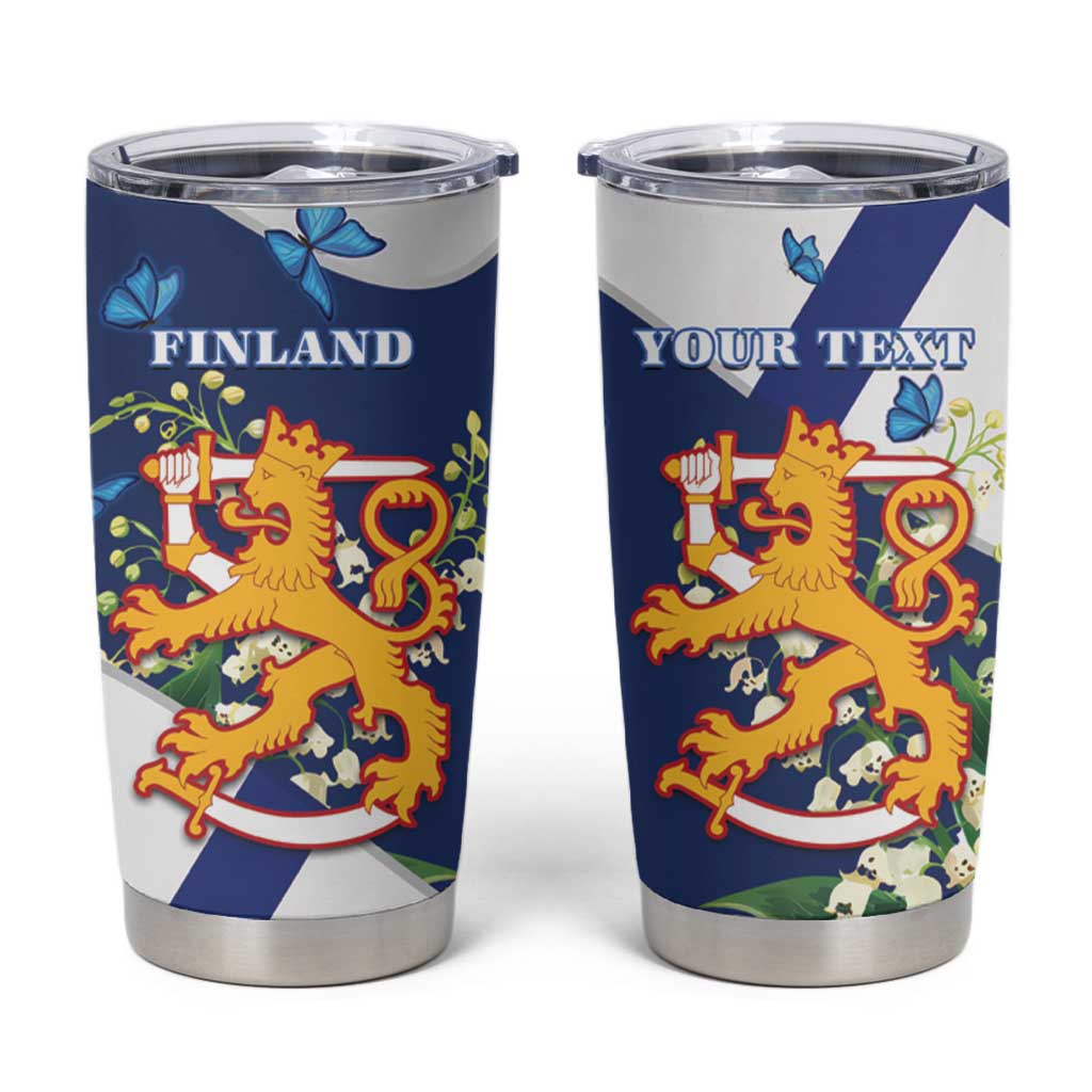 Personalised Finland Independence Day Tumbler Cup Lily Of The Valley Mix Holly Blue - Coat Of Arms Style - Wonder Print Shop