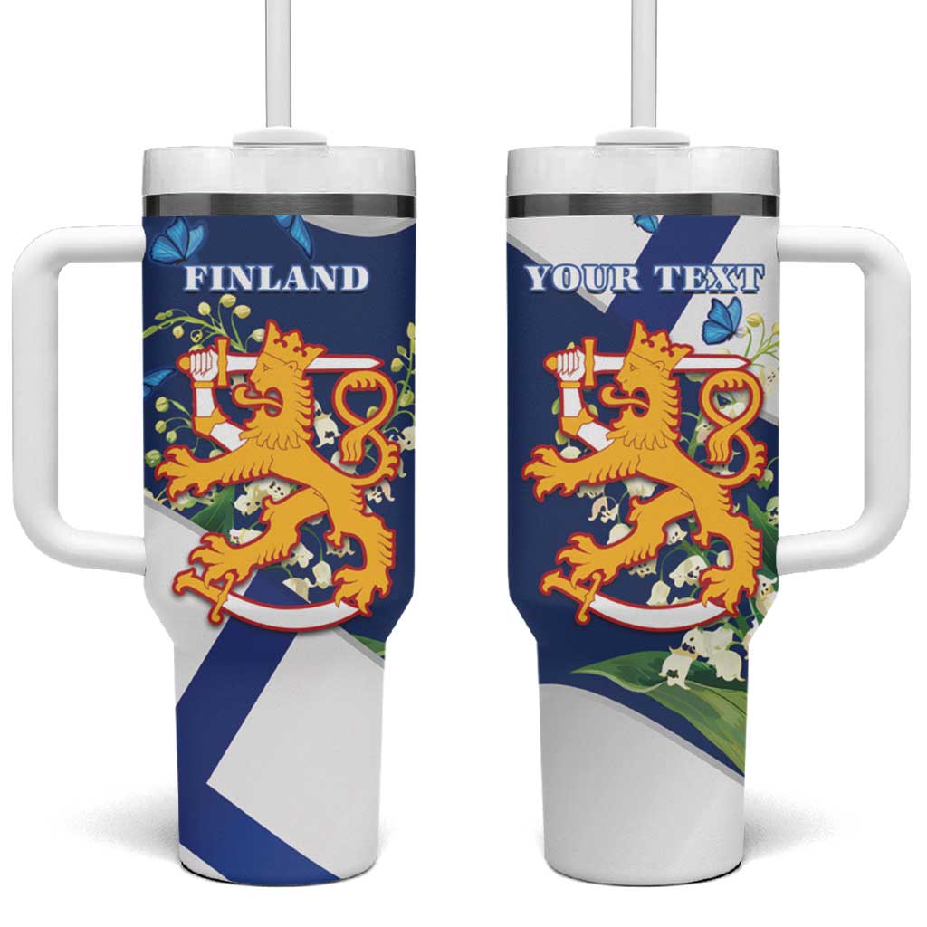 Personalised Finland Independence Day Tumbler With Handle Lily Of The Valley Mix Holly Blue - Coat Of Arms Style - Wonder Print Shop