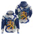 Personalised Finland Independence Day Zip Hoodie Lily Of The Valley Mix Holly Blue - Coat Of Arms Style - Wonder Print Shop