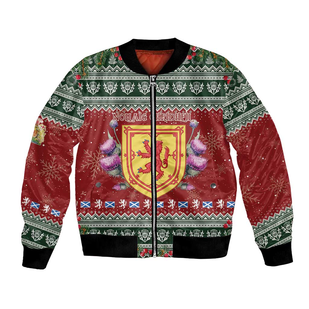 Scotland Christmas Bomber Jacket The Royal Arms of Scotland With Thistle - Wonder Print Shop