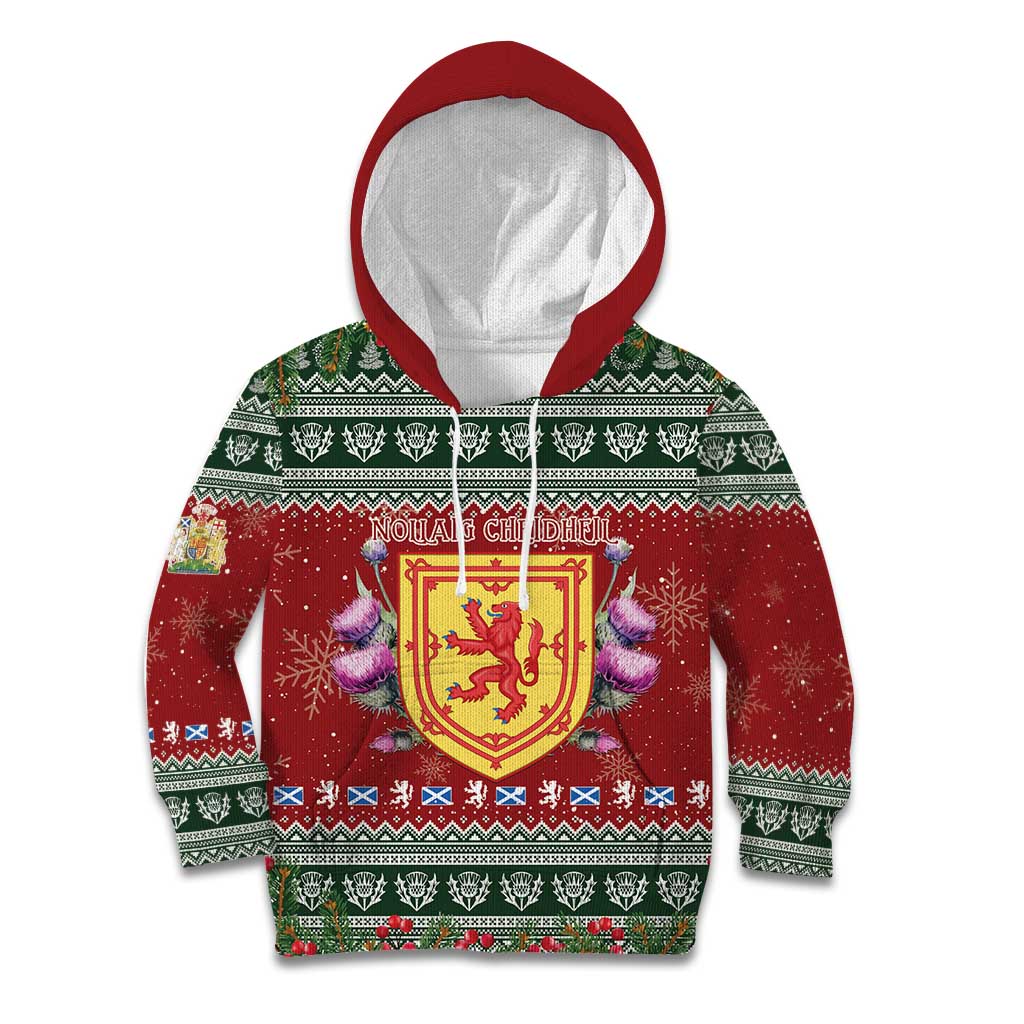 Scotland Christmas Kid Hoodie The Royal Arms of Scotland With Thistle - Wonder Print Shop