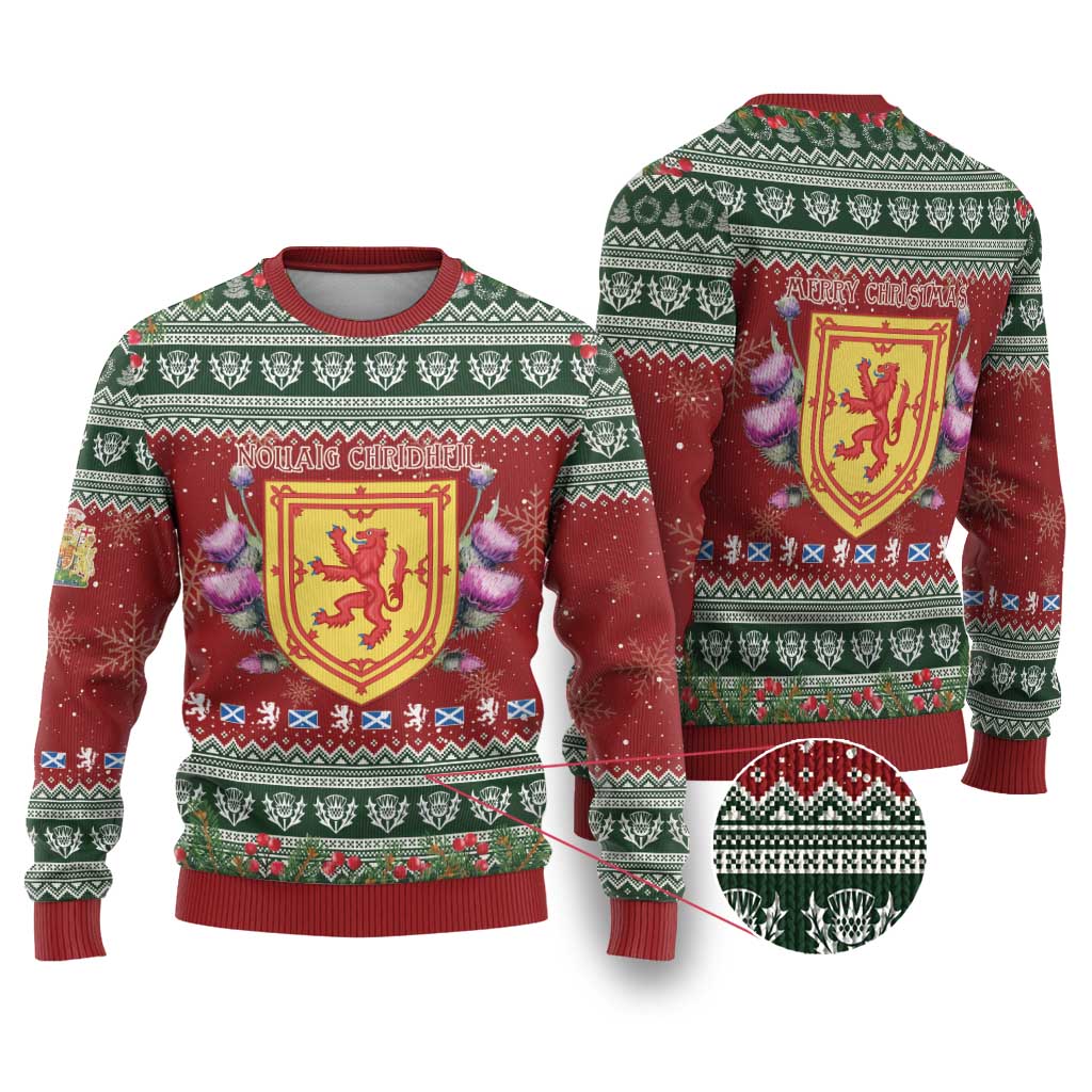 Scotland Christmas Ugly Christmas Sweater The Royal Arms of Scotland With Thistle - Wonder Print Shop