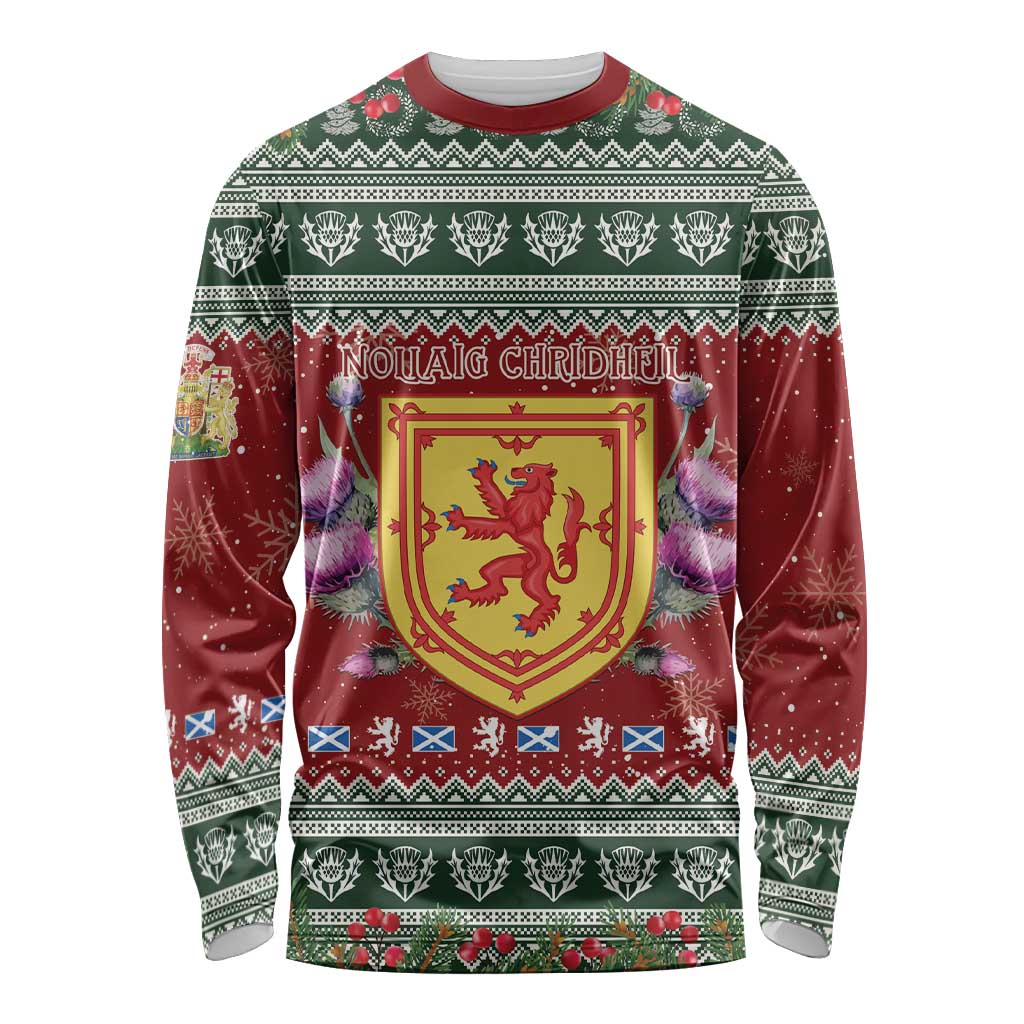 Scotland Christmas Long Sleeve Shirt The Royal Arms of Scotland With Thistle - Wonder Print Shop