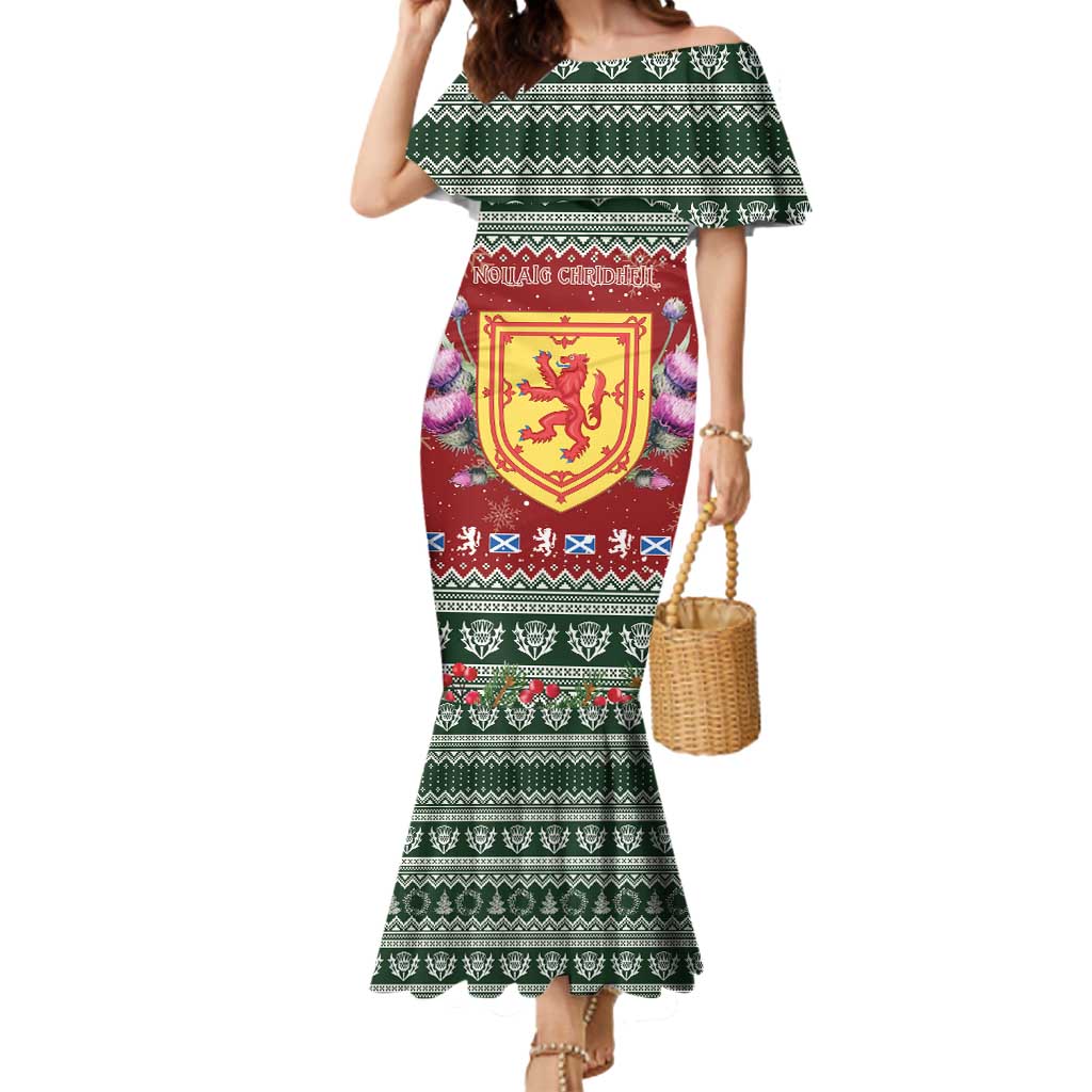 Scotland Christmas Mermaid Dress The Royal Arms of Scotland With Thistle - Wonder Print Shop