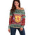 Scotland Christmas Off Shoulder Sweater The Royal Arms of Scotland With Thistle - Wonder Print Shop