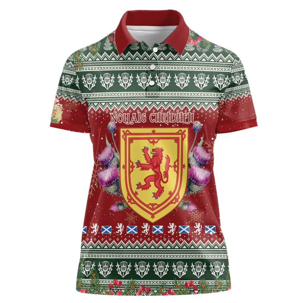 Scotland Christmas Women Polo Shirt The Royal Arms of Scotland With Thistle