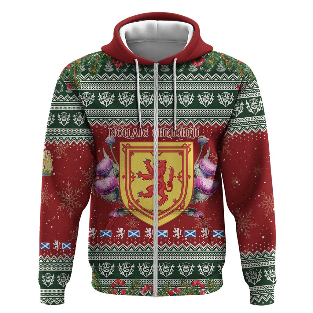 Scotland Christmas Zip Hoodie The Royal Arms of Scotland With Thistle