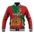 Personalised Morocco Proclamation Day Baseball Jacket Moussier's Redstart With Coat Of Arms