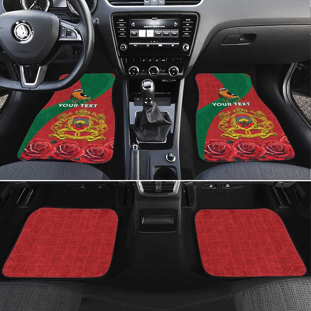 Personalised Morocco Proclamation Day Car Mats Moussier's Redstart With Coat Of Arms