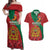 Personalised Morocco Proclamation Day Couples Matching Off Shoulder Maxi Dress and Hawaiian Shirt Moussier's Redstart With Coat Of Arms