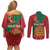 Personalised Morocco Proclamation Day Couples Matching Off Shoulder Short Dress and Long Sleeve Button Shirt Moussier's Redstart With Coat Of Arms - Wonder Print Shop