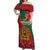 Personalised Morocco Proclamation Day Off Shoulder Maxi Dress Moussier's Redstart With Coat Of Arms - Wonder Print Shop