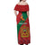 Personalised Morocco Proclamation Day Off Shoulder Maxi Dress Moussier's Redstart With Coat Of Arms - Wonder Print Shop