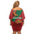 Personalised Morocco Proclamation Day Off Shoulder Short Dress Moussier's Redstart With Coat Of Arms - Wonder Print Shop