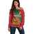 Personalised Morocco Proclamation Day Off Shoulder Sweater Moussier's Redstart With Coat Of Arms - Wonder Print Shop