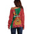 Personalised Morocco Proclamation Day Off Shoulder Sweater Moussier's Redstart With Coat Of Arms - Wonder Print Shop