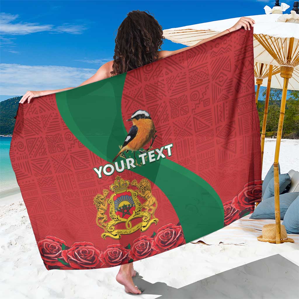 Personalised Morocco Proclamation Day Sarong Moussier's Redstart With Coat Of Arms