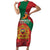 Personalised Morocco Proclamation Day Short Sleeve Bodycon Dress Moussier's Redstart With Coat Of Arms - Wonder Print Shop